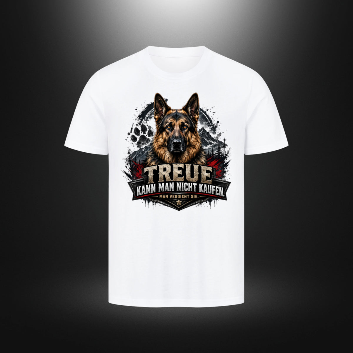 T-Shirt mit Schäferhund-Motiv – DOG DAD in Weiß