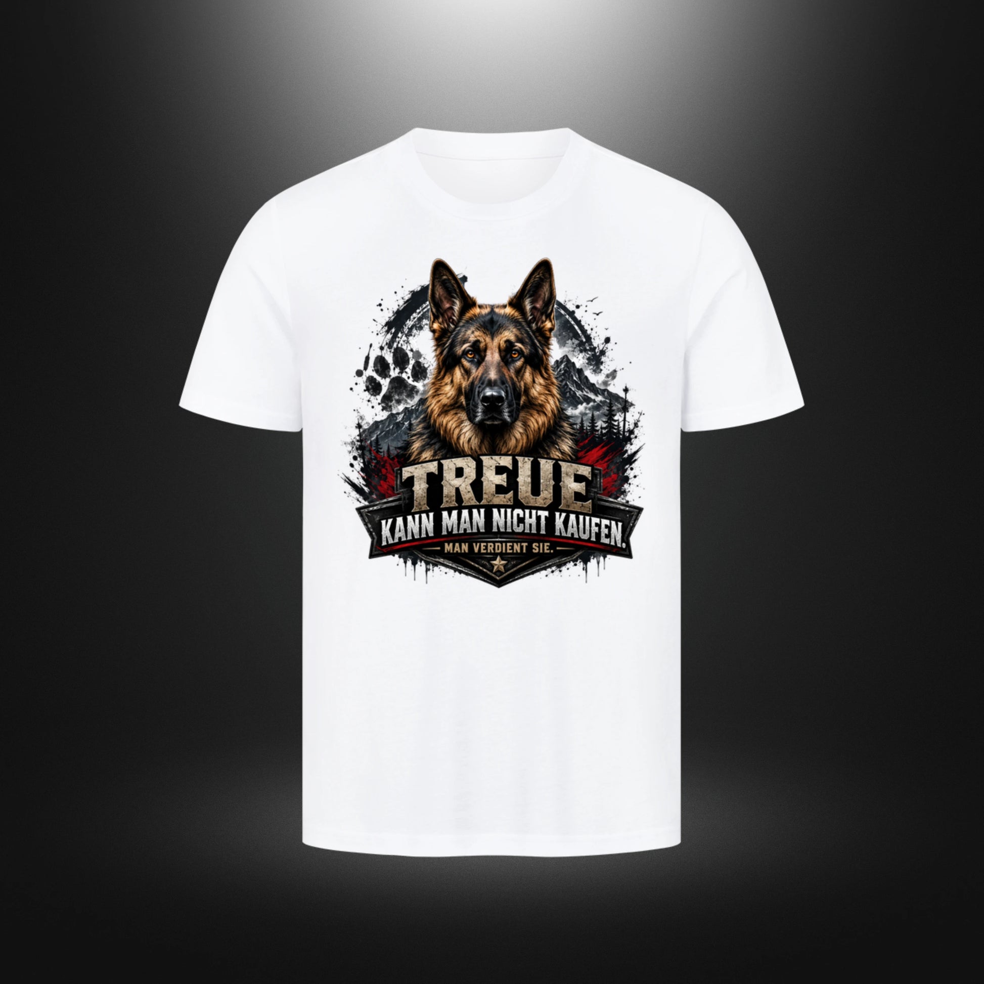 T-Shirt mit Schäferhund-Motiv – DOG DAD in Weiß