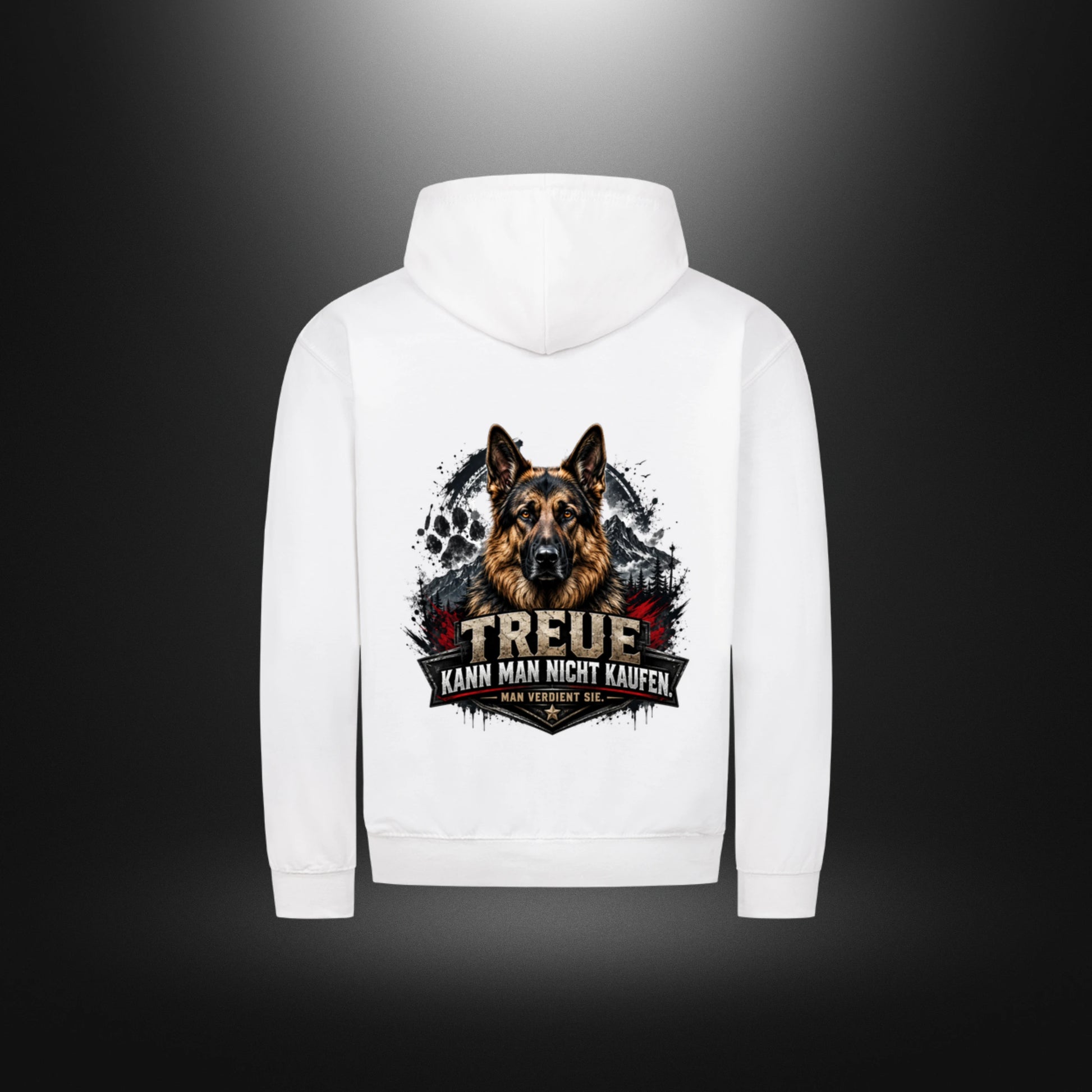 Zipper Hoodie mit Schäferhund-Motiv – DOG DAD in Arctic White