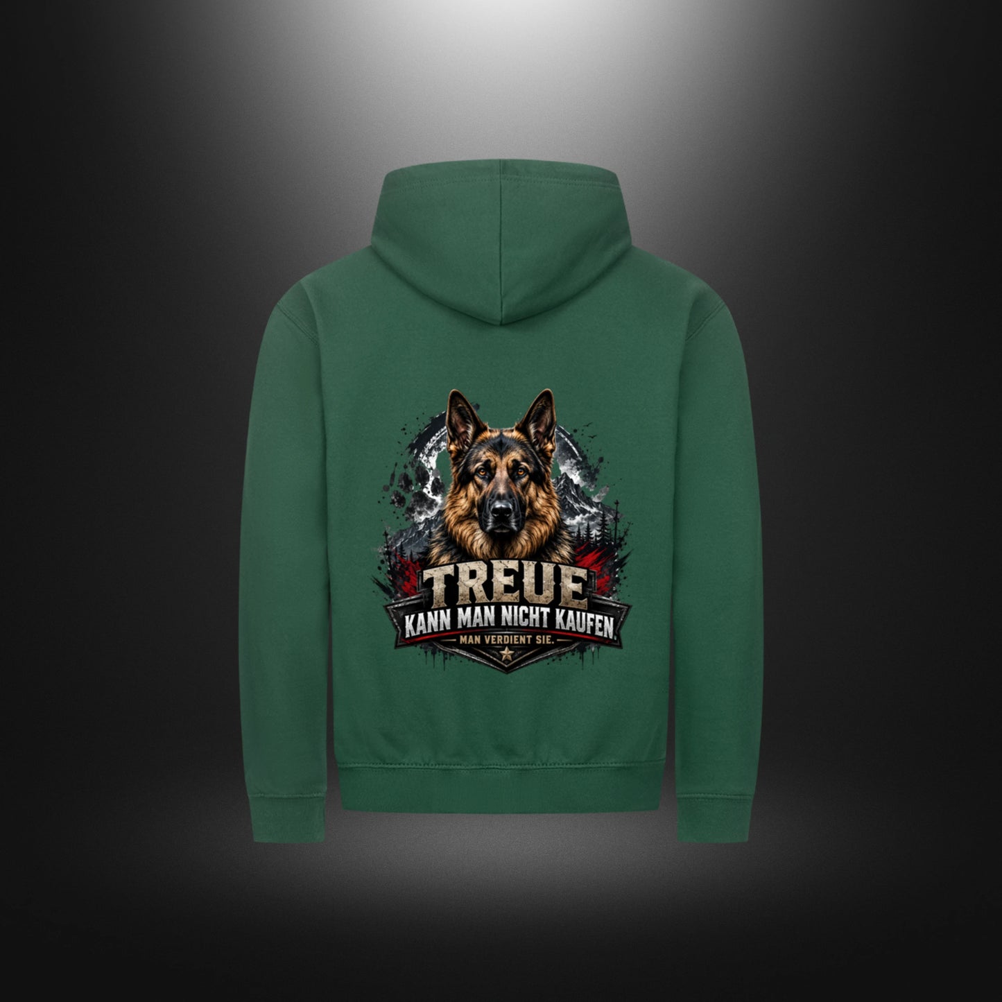 Zipper Hoodie mit Schäferhund-Motiv – DOG DAD in Bottle Green