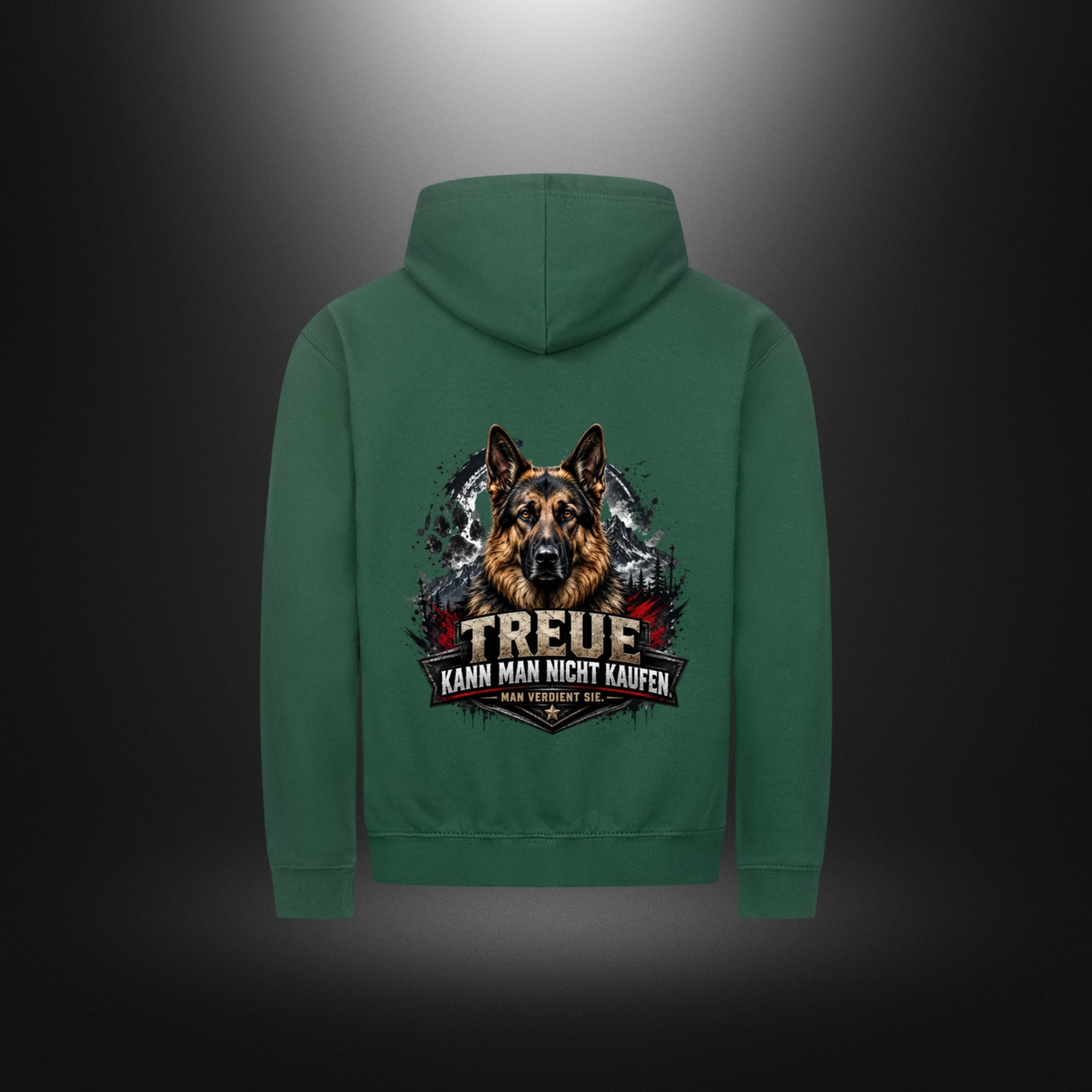 Zipper Hoodie mit Schäferhund-Motiv – DOG DAD in Bottle Green