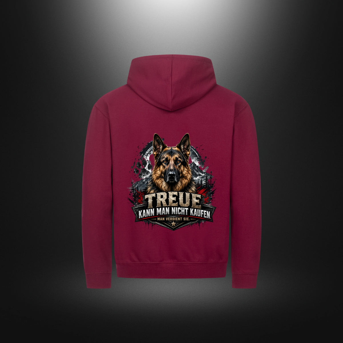Zipper Hoodie mit Schäferhund-Motiv – DOG DAD in Burgunder