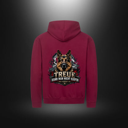 Zipper Hoodie mit Schäferhund-Motiv – DOG DAD in Burgunder