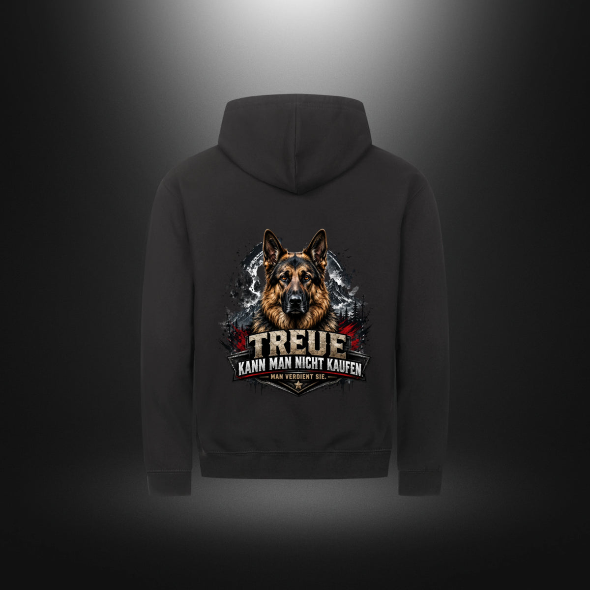 Zipper Hoodie mit Schäferhund-Motiv – DOG DAD in Deep Black