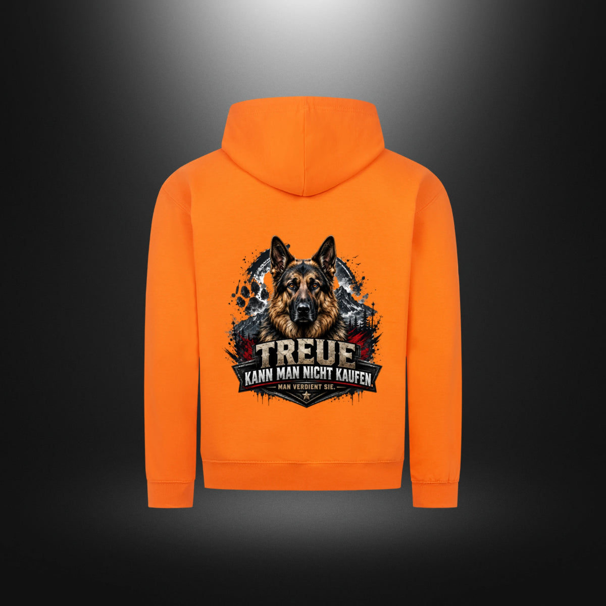 Zipper Hoodie mit Schäferhund-Motiv – DOG DAD in Orange Crush