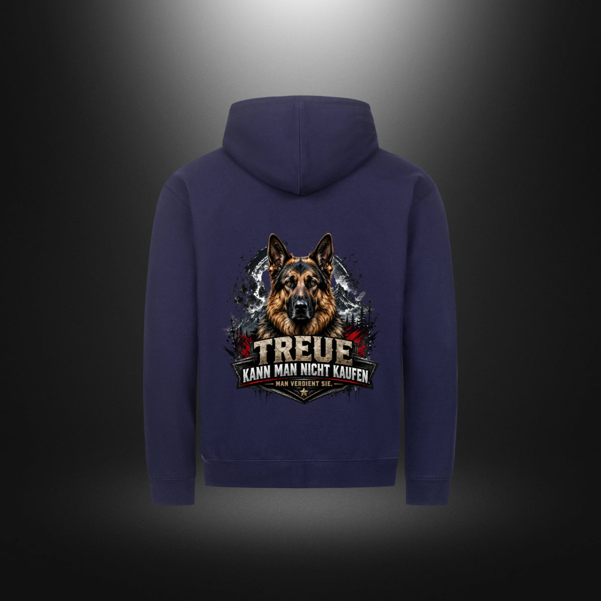 Zipper Hoodie mit Schäferhund-Motiv – DOG DAD in Oxford Navy