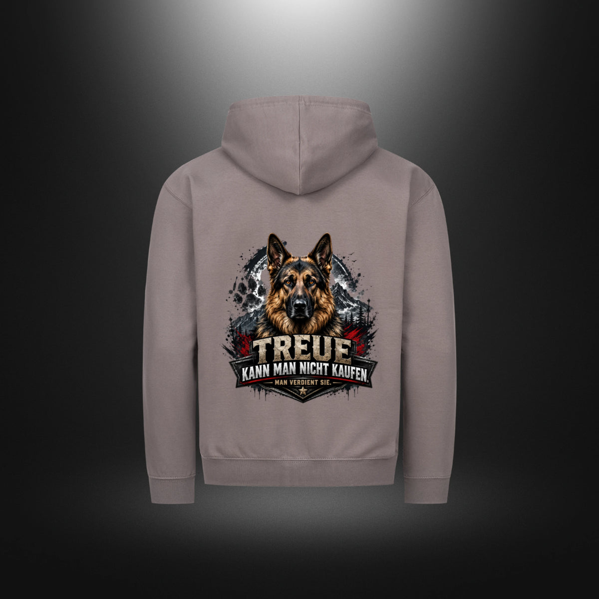 Zipper Hoodie mit Schäferhund-Motiv – DOG DAD in Steel Grey