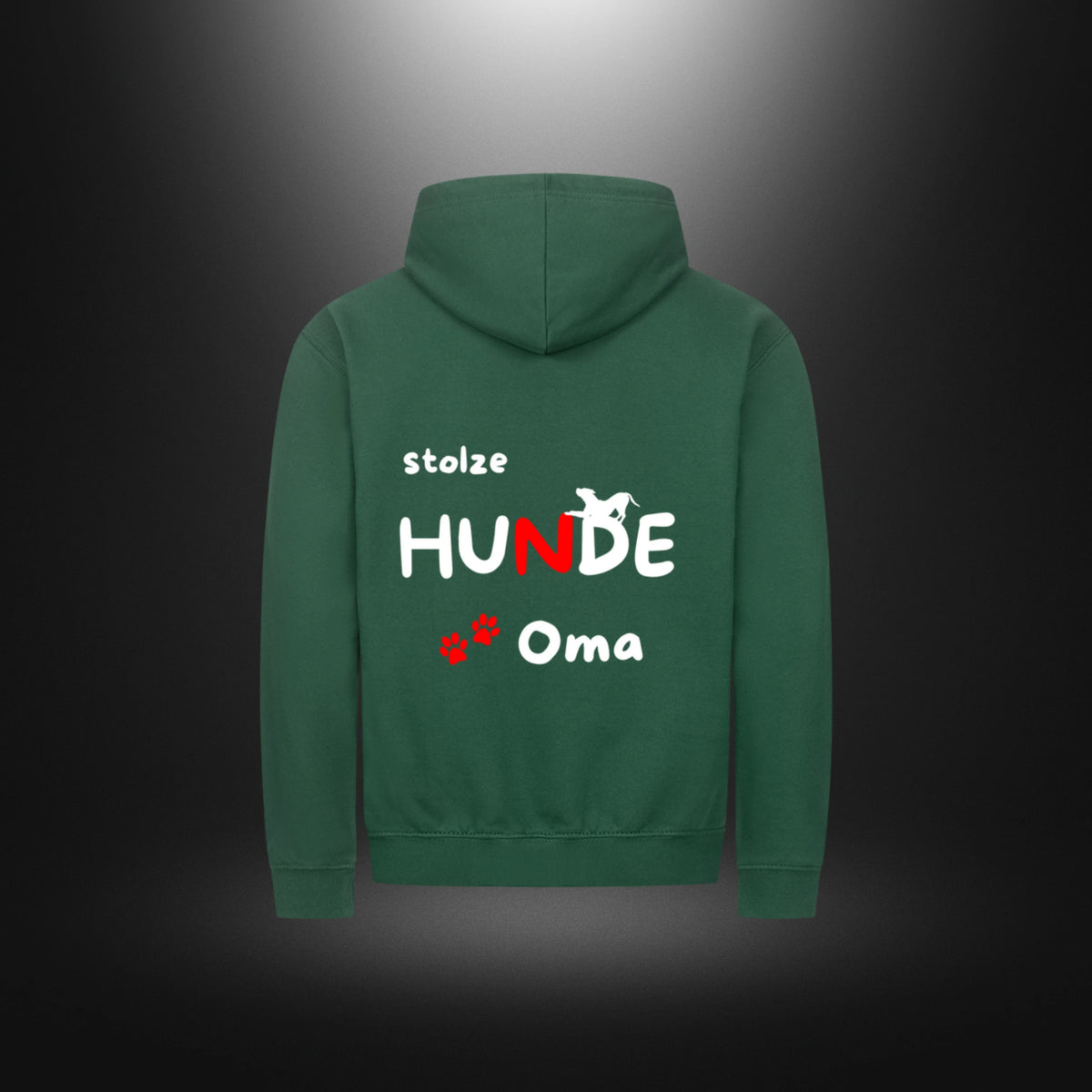 Classic Zipper Hoodie Unisex mit Hundemotiv „stolze HUNDE Oma“ in Bottle Green.