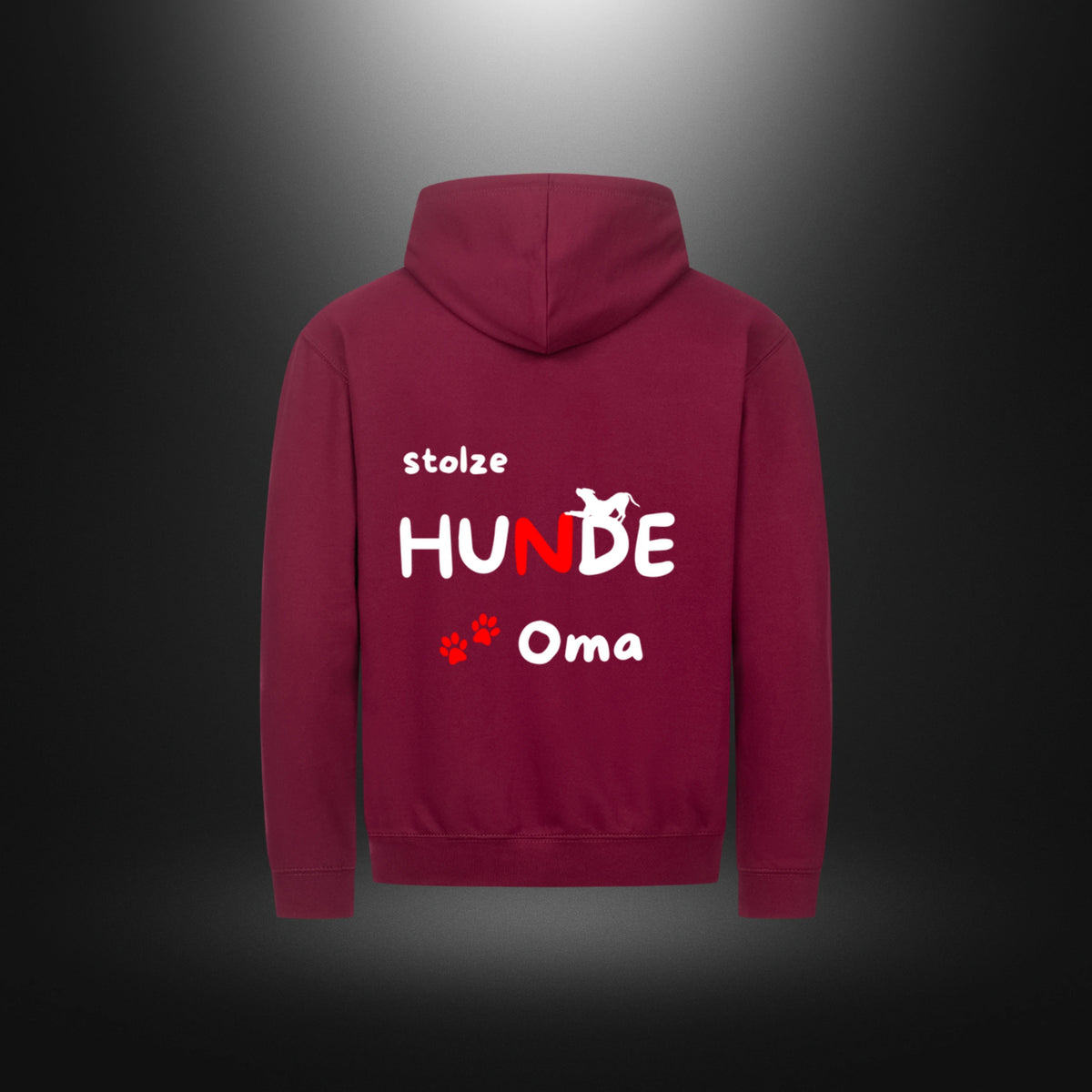 Classic Zipper Hoodie Unisex mit Hundemotiv „stolze HUNDE Oma“ in Burgunder.