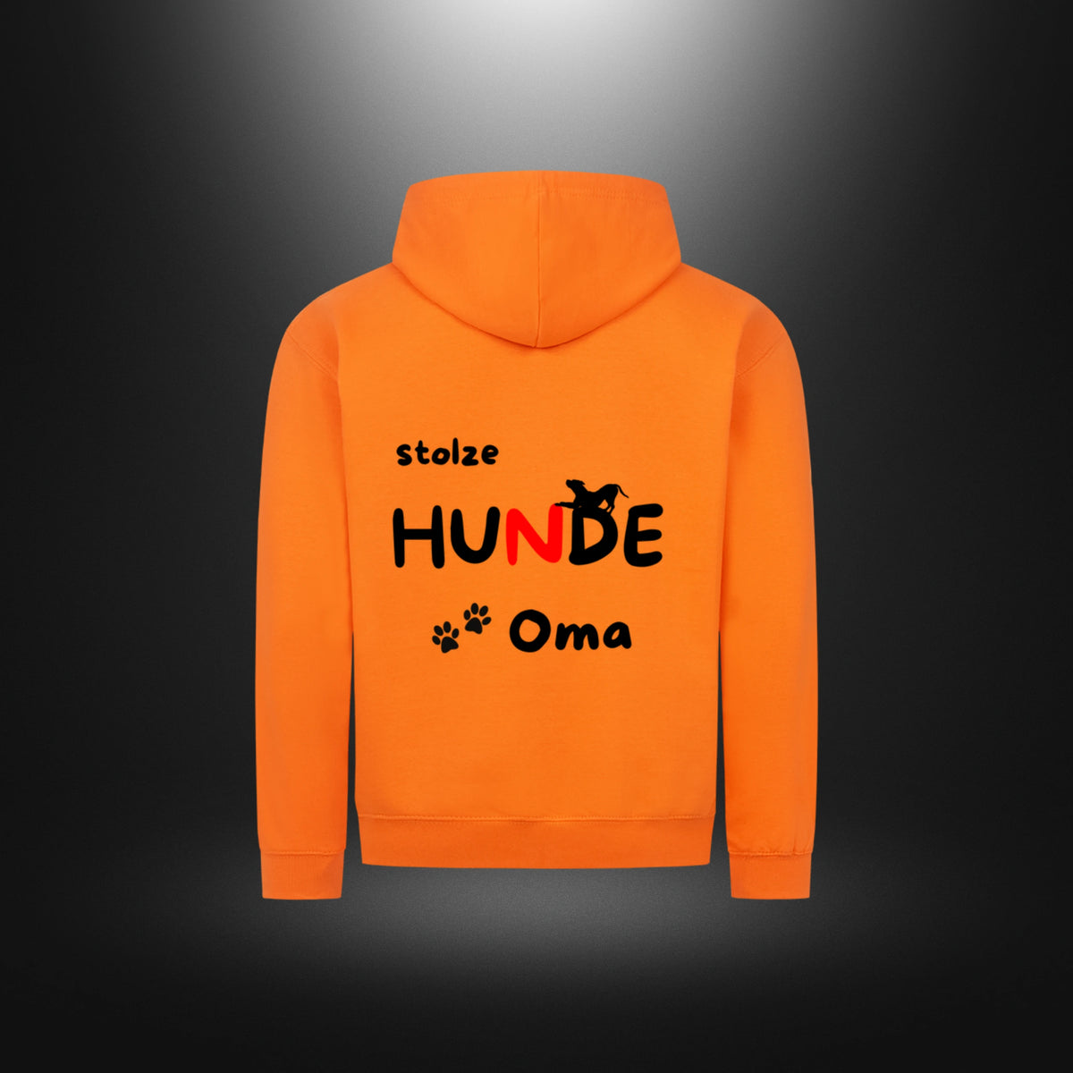 Classic Zipper Hoodie Unisex mit Hundemotiv „stolze HUNDE Oma“ in Orange Crush.