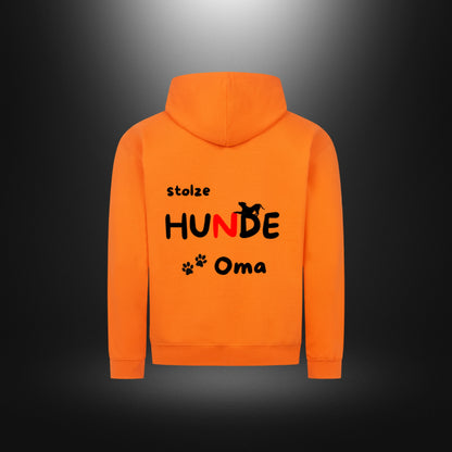 Classic Zipper Hoodie Unisex mit Hundemotiv „stolze HUNDE Oma“ in Orange Crush.