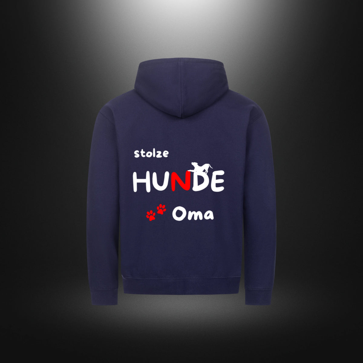 Classic Zipper Hoodie Unisex mit Hundemotiv „stolze HUNDE Oma“ in Oxford Navy.