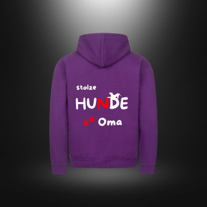 Classic Zipper Hoodie Unisex mit Hundemotiv „stolze HUNDE Oma“ in Purple.