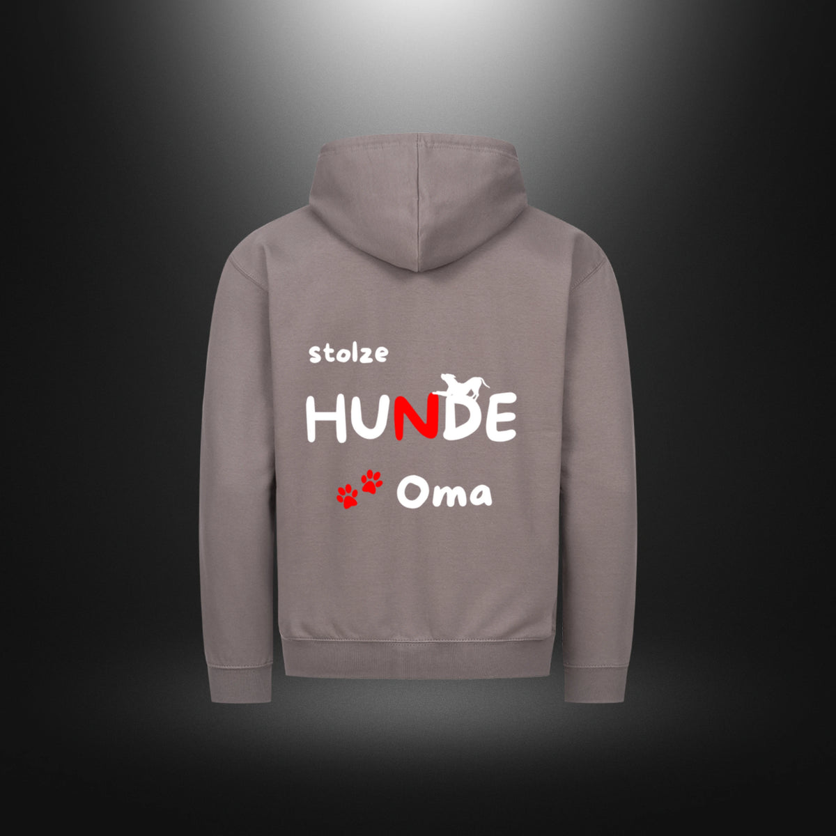 Classic Zipper Hoodie Unisex mit Hundemotiv „stolze HUNDE Oma“ in Steel Grey.