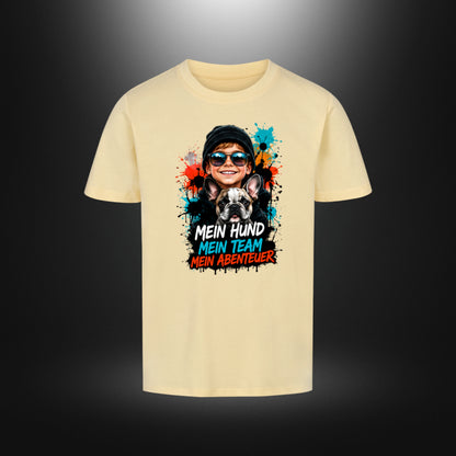 Kinder-T-Shirt mit Bulldog-Motiv „DOG BOY“ in Butter
