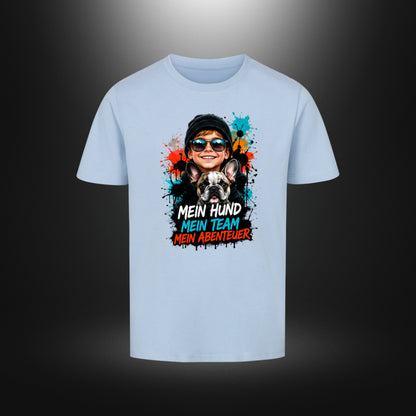 Kinder-T-Shirt mit Bulldog-Motiv „DOG BOY“ in Himmelblau