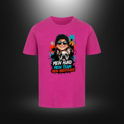 Kinder-T-Shirt mit Bulldog-Motiv „DOG BOY“ in Lila