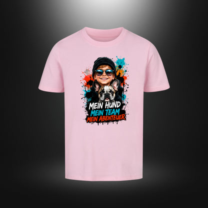 Kinder-T-Shirt mit Bulldog-Motiv „DOG BOY“ in Pink