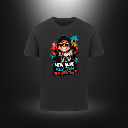 Kinder-T-Shirt mit Bulldog-Motiv „DOG BOY“ in Schwarz