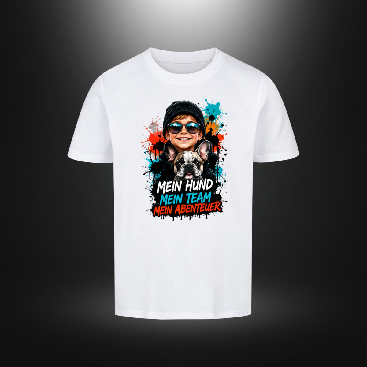 Kinder-T-Shirt mit Bulldog-Motiv „DOG BOY“ in Weiß