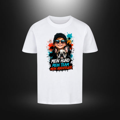 Kinder-T-Shirt mit Bulldog-Motiv „DOG BOY“ in Weiß