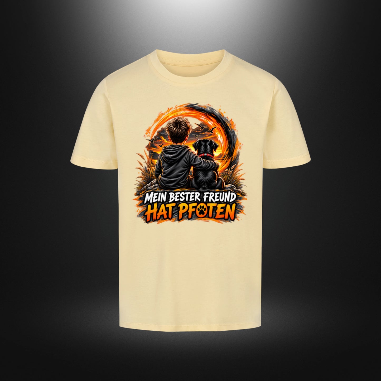 Kinder-T-Shirt mit Hundemotiv „DOG BOY Labrador“ in Butter