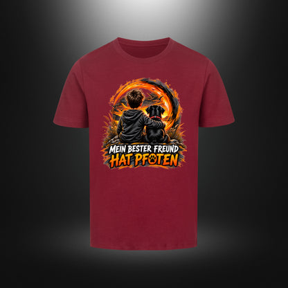Kinder-T-Shirt mit Hundemotiv „DOG BOY Labrador“ in Weinrot