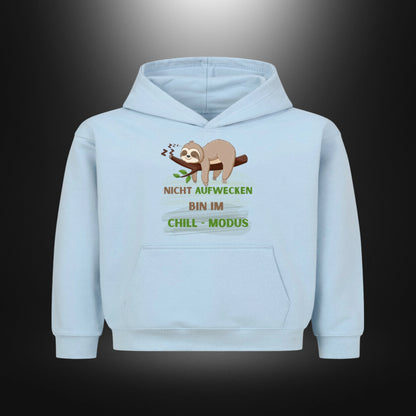 Kinder-Hoodie mit Statement „NICHT AUFWECKEN BIN IM CHILL-MODUS“ in Babyblau
