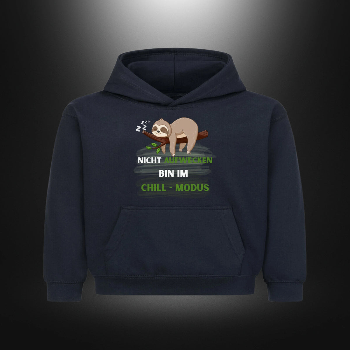 Kinder-Hoodie mit Statement „NICHT AUFWECKEN BIN IM CHILL-MODUS“ in Französische Marine