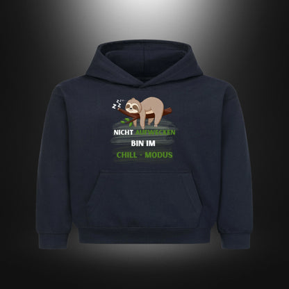 Kinder-Hoodie mit Statement „NICHT AUFWECKEN BIN IM CHILL-MODUS“ in Französische Marine