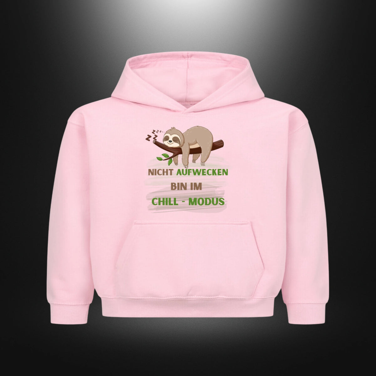 Kinder-Hoodie mit Statement „NICHT AUFWECKEN BIN IM CHILL-MODUS“ in Rosa