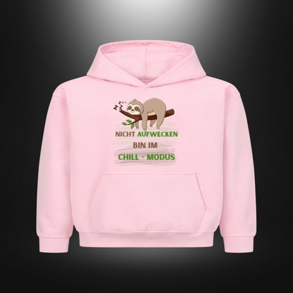 Kinder-Hoodie mit Statement „NICHT AUFWECKEN BIN IM CHILL-MODUS“ in Rosa