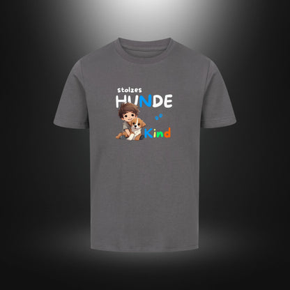 Kinder-T-Shirt mit Hundemotiv „stolzes HUNDE Kind“ in Anthrazit