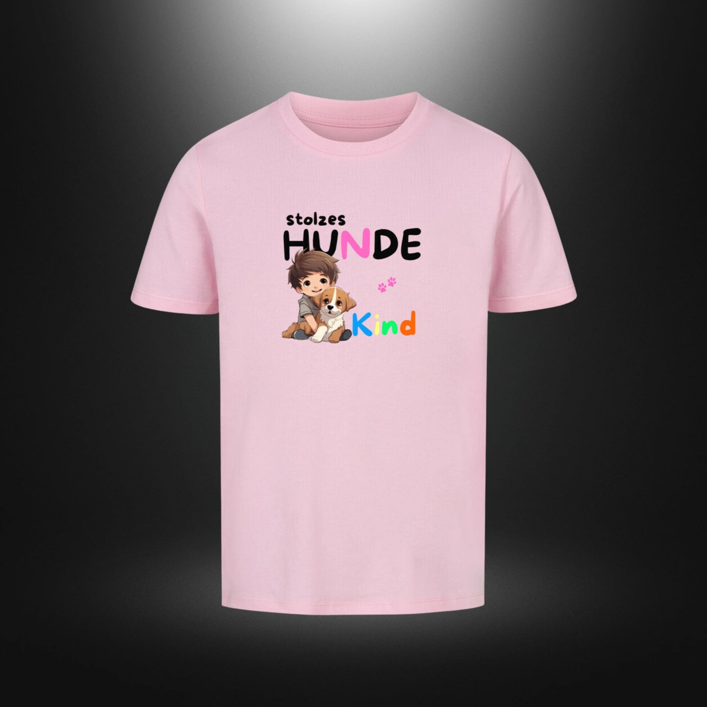 Kinder-T-Shirt mit Hundemotiv „stolzes HUNDE Kind“ in Pink