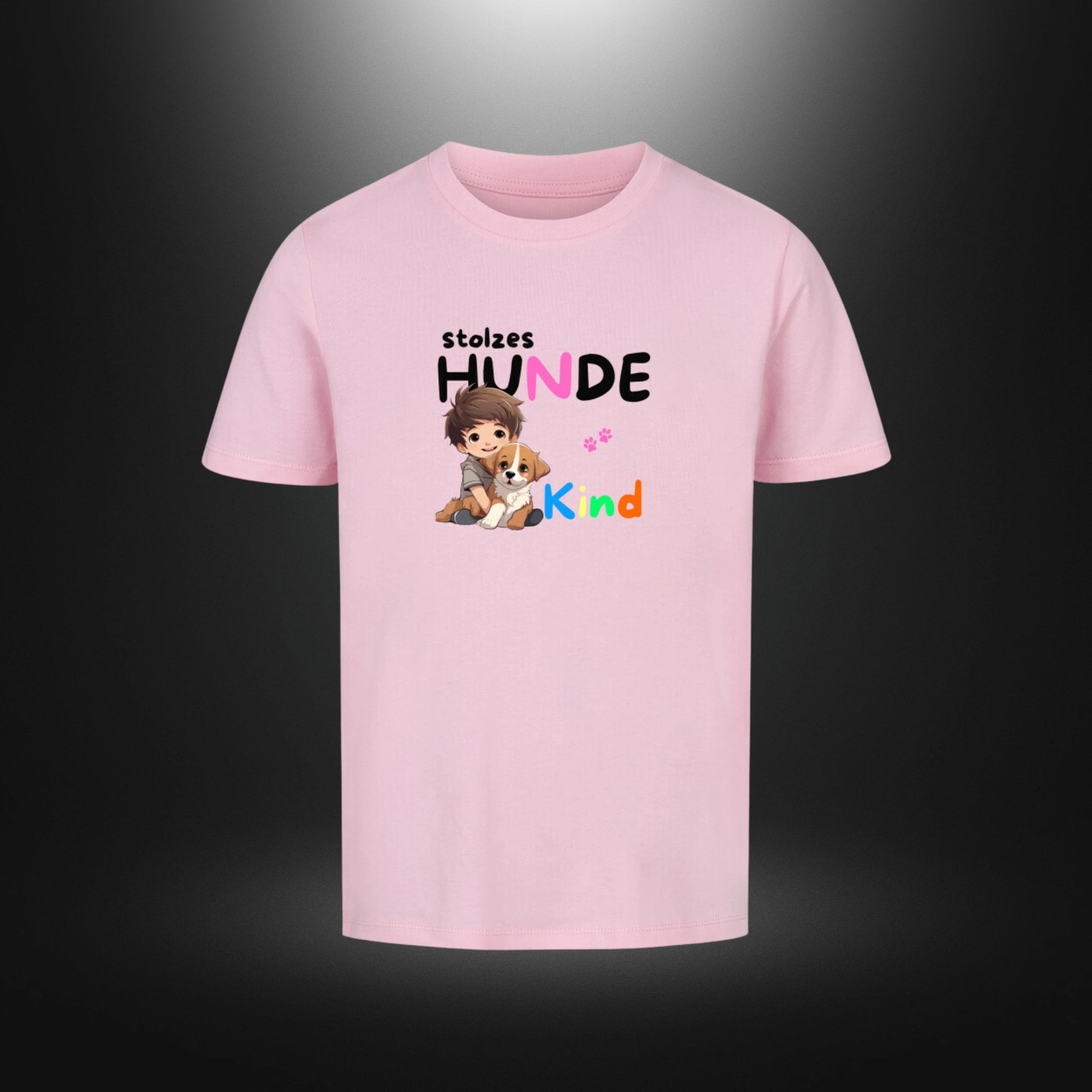 Kinder-T-Shirt mit Hundemotiv „stolzes HUNDE Kind“ in Pink