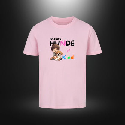 Kinder-T-Shirt mit Hundemotiv „stolzes HUNDE Kind“ in Pink