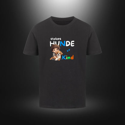 Kinder-T-Shirt mit Hundemotiv „stolzes HUNDE Kind“ in Schwarz